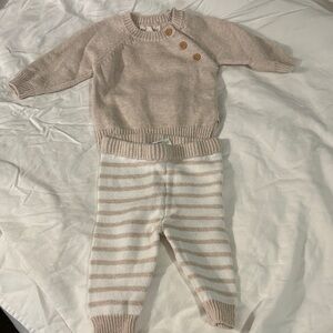 Rabbit & Bear Kids Beige and White Striped Matching Set